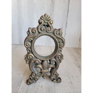 Vintage cast iron small metal photo holder frame Victorian home decor